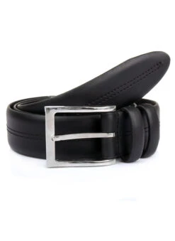 Men's Lined Full-Grain Leather Belt With Stitch Detail