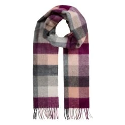Heritage Plaid Check Cashmere Scarf With Tassels 30 Heritage Plaid Check Cashmere Scarf With Tassels -Dents Luxury Accessories Sales CASHMERE SCARF IN CASSIS