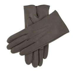 Men's Heritage Three-Point Leather Gloves -Dents Luxury Accessories Sales MENS HERITAGE LEATHER GLOVES GREY