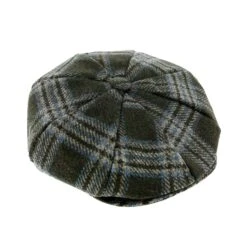 Men's Abraham Moon Check Tweed Newsboy Cap -Dents Luxury Accessories Sales MENS TWEED NEWSBOY CAP IN FOREST GREEN