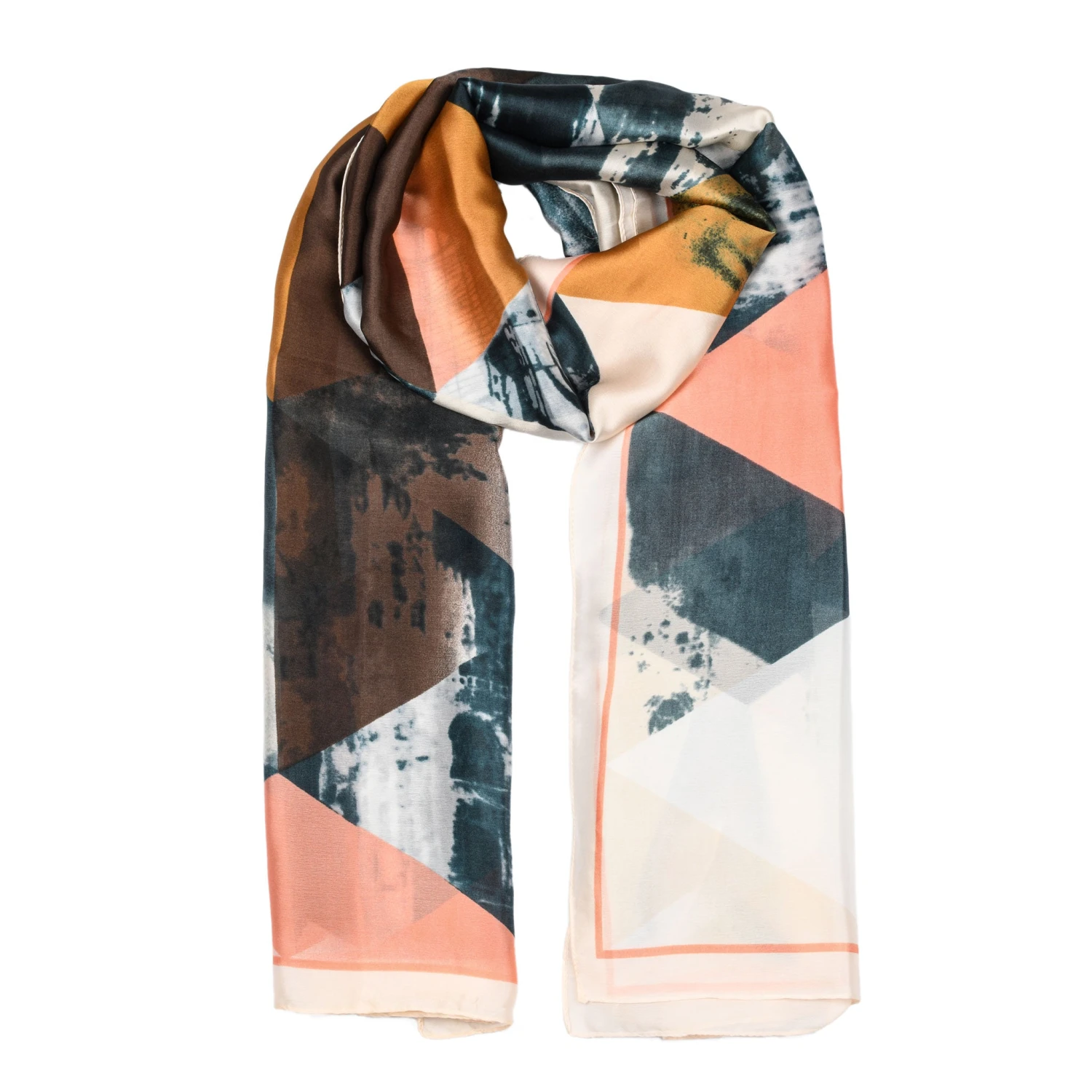 Women’s Abstract Geometric Print Silk-Like Lightweight Scarf 3 Women’s Abstract Geometric Print Silk-Like Lightweight Scarf - Image 3