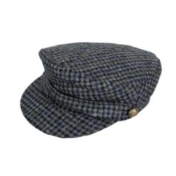 Women's Abraham Moon Dogtooth Tweed Fisherman Cap -Dents Luxury Accessories Sales WOMENS TWEED FISHERMAN CAP IN GRAPHITE