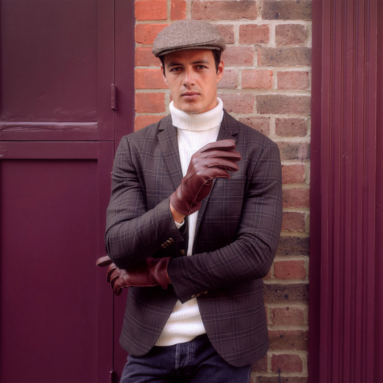 Men's Abraham Moon Herringbone Tweed Flat Cap 7 Men's Abraham Moon Herringbone Tweed Flat Cap - Image 7