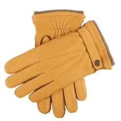 Men's Handsewn Three-Point Cashmere-Lined Deerskin Leather Gloves With Cashmere Cuffs -Dents Luxury Accessories Sales mens deerskin cashmere lined leather gloves Cork