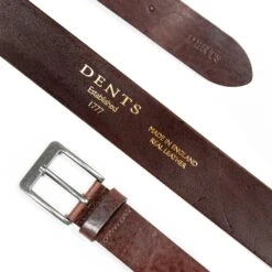 Men’s Heritage Full-Grain Leather Belt With Antique Pewter Buckle -Dents Luxury Accessories Sales mens heritage belts antique buckle brown 2