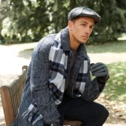 Men's Lambswool Scarf With Tassels -Dents Luxury Accessories Sales mens lambswool scarf in silver 2