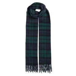 Men's Lambswool Scarf With Tassels -Dents Luxury Accessories Sales mens lambswool scarf with tassels blackwatch