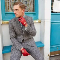 Men's Heritage Two-Colour Leather Driving Gloves -Dents Luxury Accessories Sales mens leather driving gloves berry black 1