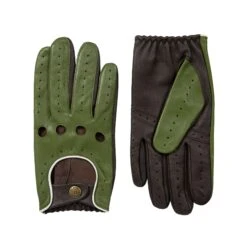 Men’s Touchscreen Three-Colour Leather Driving Gloves 35 Men’s Touchscreen Three-Colour Leather Driving Gloves -Dents Luxury Accessories Sales mens leather touchscreen three colour gloves green brown white both gloves