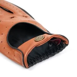 Men's The Suited Racer Touchscreen Leather Driving Gloves 38 Men's The Suited Racer Touchscreen Leather Driving Gloves -Dents Luxury Accessories Sales mens the suited racer leather driving gloves tan black open cuffs