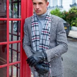 Men’s Touchscreen Lined Leather Gloves With Contrast Stitching -Dents Luxury Accessories Sales mens touchscreen leather gloves black 2