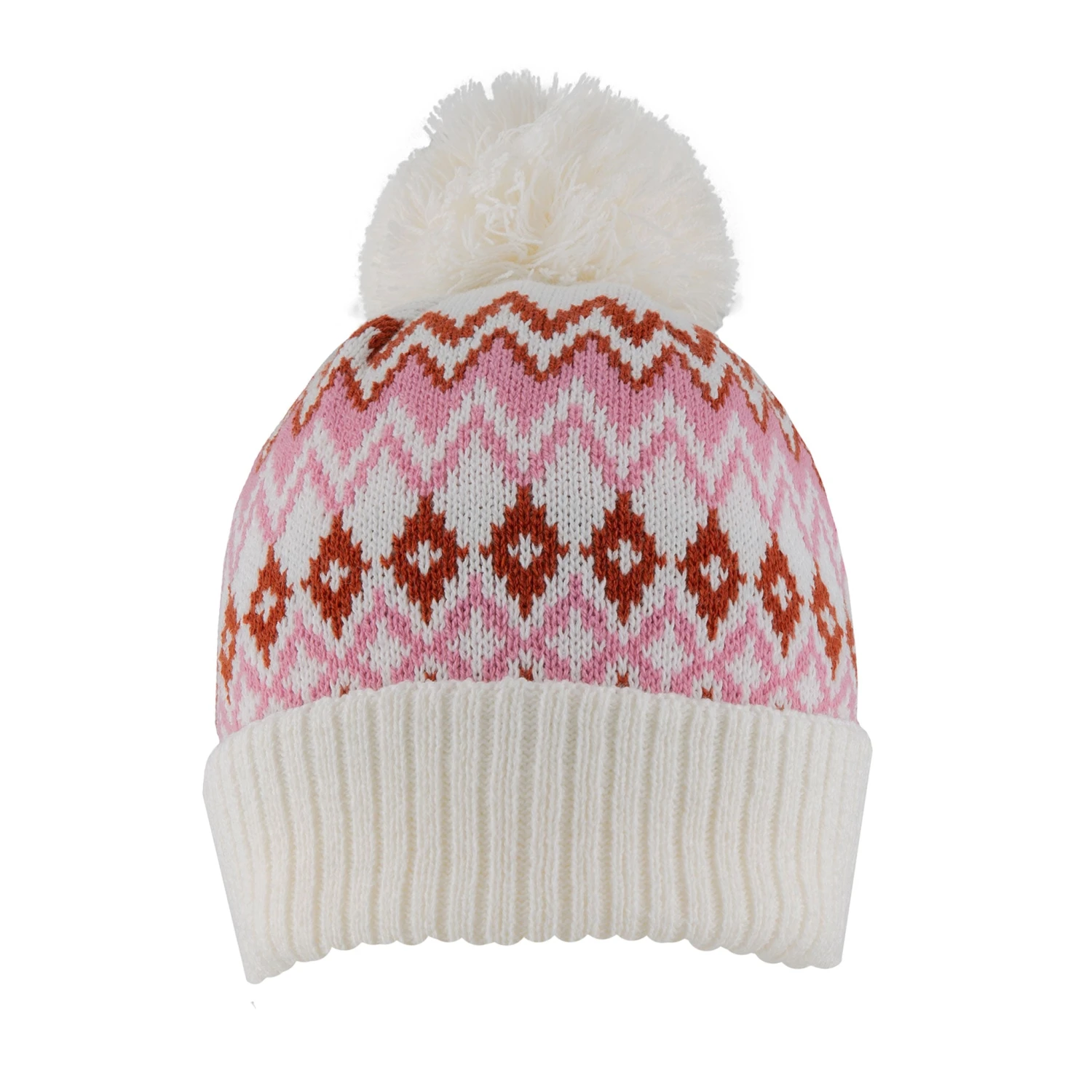 Women’s Jacquard Fair Isle Knitted Bobble Hat 3 Women’s Jacquard Fair Isle Knitted Bobble Hat - Image 3
