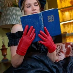 Women's Three-Point Lined Leather Gloves -Dents Luxury Accessories Sales womens leather gloves berry 2