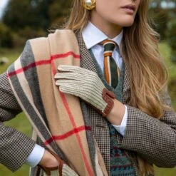 Women's Handsewn Crochet-Back Imitation Peccary Leather Driving Gloves -Dents Luxury Accessories Sales womens leather gloves crochet back cognac 2