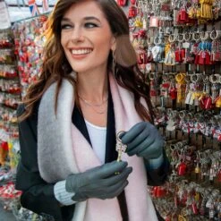 Women’s Three-Point Wool Blend-Lined Leather Gloves With Knitted Cuffs -Dents Luxury Accessories Sales womens leather gloves knitted cuffs grey 2