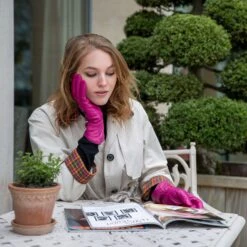 Women’s Wool-Lined Leather Gloves With Buttons And Piping -Dents Luxury Accessories Sales womens leather gloves with buttons fuchsia