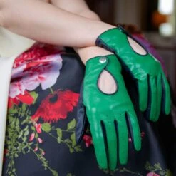 Women’s Touchscreen Leather Driving Gloves -Dents Luxury Accessories Sales womens leather touchscreen driving gloves in emerald