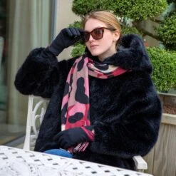 Women’s Colourful Leopard Print Scarf With Tassels 6 Women’s Colourful Leopard Print Scarf With Tassels -Dents Luxury Accessories Sales womens leopard print scarf berry black