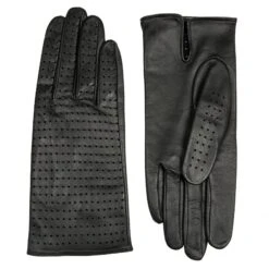 Women’s Perforated Leather Gloves -Dents Luxury Accessories Sales womens perforated leather gloves black both gloves