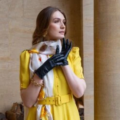 Women’s Perforated Leather Gloves -Dents Luxury Accessories Sales womens perforated leather glovesin black