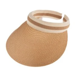 Women's Straw Sun Visor With Ribbon Band -Dents Luxury Accessories Sales womens straw sun visor sand