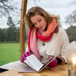 Dents Luxury Accessories Sales -Dents Luxury Accessories Sales womens stripe blanket scarf orange berry