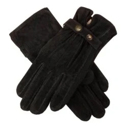 Women's Three-Point Fleece-Lined Suede Gloves -Dents Luxury Accessories Sales womens suede gloves black 1