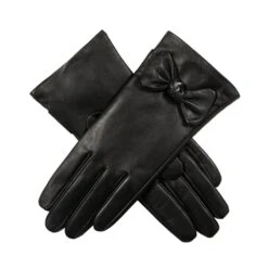 Women’s Touchscreen Wool-Lined Leather Gloves With Bow 23 Women’s Touchscreen Wool-Lined Leather Gloves With Bow -Dents Luxury Accessories Sales womens touchscreen leather gloves with a bow black