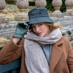 Women’s Halley Stevensons Waxed Cotton Bucket Hat -Dents Luxury Accessories Sales womens waxed cotton bucket hat green