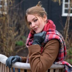 Women’s Three-Point Wool Blend-Lined Leather Gloves With Knitted Cuffs -Dents Luxury Accessories Sales womens wool blend lined leather gloves charcoal