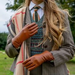 Women's Wool-Lined Leather Gloves With Fur Cuffs 10 Women's Wool-Lined Leather Gloves With Fur Cuffs -Dents Luxury Accessories Sales womens wool lined leather gloves cognac 2